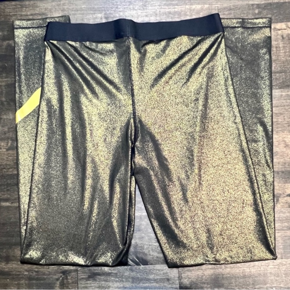 NIKE PRO BLACK & GOLD METALLIC SPARKLE TRAINING TIGHTS LEGGINGS  SIZE XLARGE